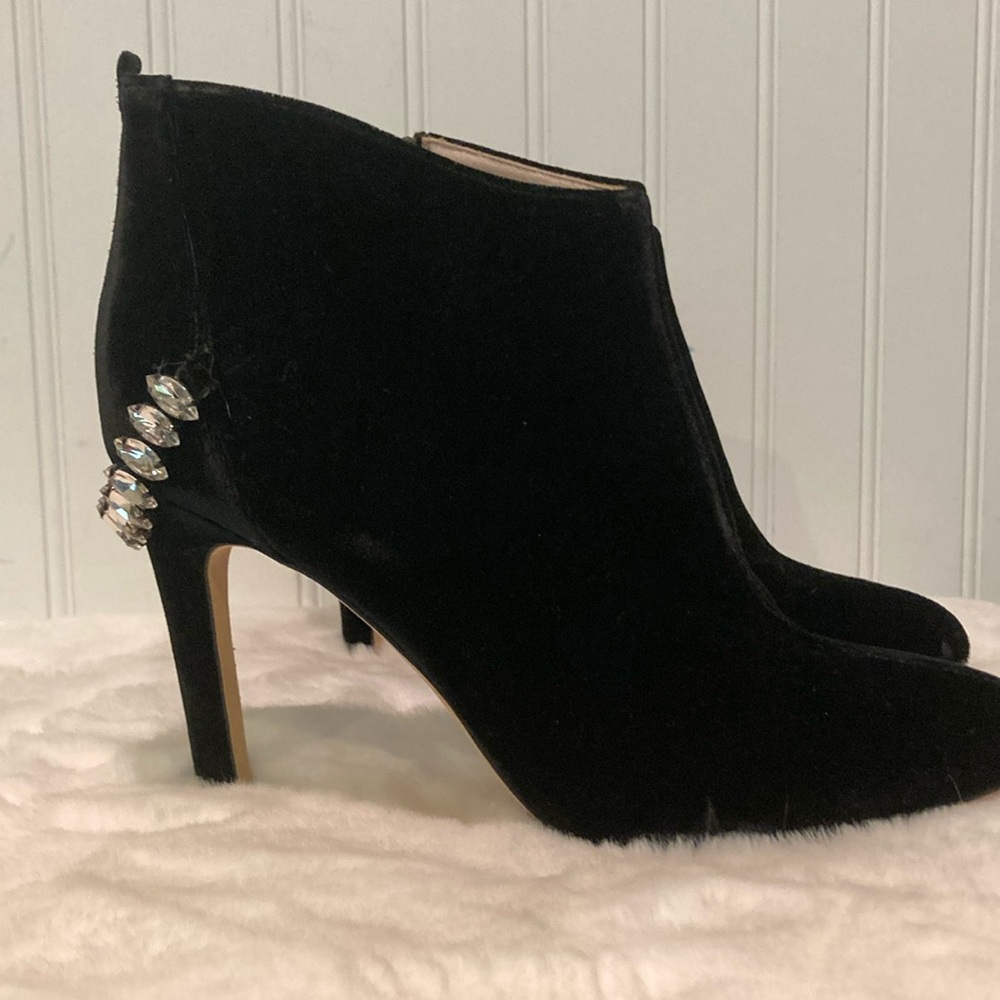 SJP by Sarah Jessica Parker Embellished Velvet High Heel Booties Size 38 1/2